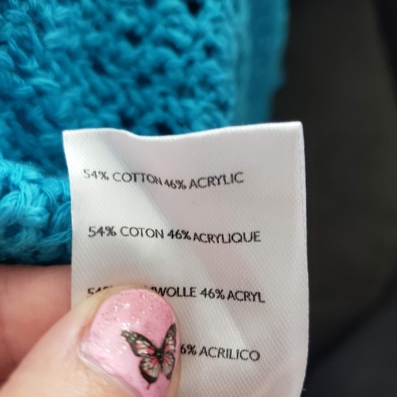 Free People Beach NWOT Women's Small Bright Blue Crochet Knit Crop Top Cardigan - Picture 4 of 6